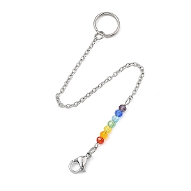 Подвеска из стеклянных бусин в виде радуги чакр, с 304 разъемными кольцами из нержавеющей стали и карабинами