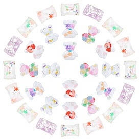 Transparent Resin Cabochons, with Polymer Clay, Bear & Candy