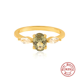 Stunning Diamond-Set Egg-Shaped Engagement Ring for Elegant Occasions - 925 Silver