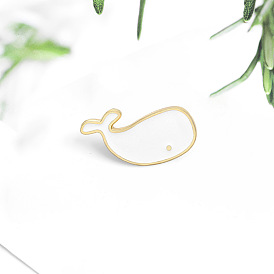 Cute White Whale Tail Cartoon Brooch for Fashionable Clothing Accessories