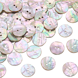 50пуговицы из натуральной ракушки, 2-луночное, плоско-круглые