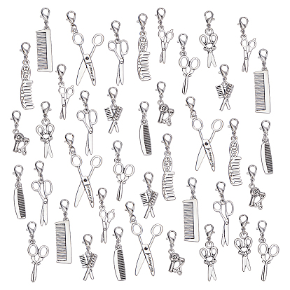 40шт 10 стиль сплав подвесные украшения, Сплав с застежками когтя омара, разнообразные