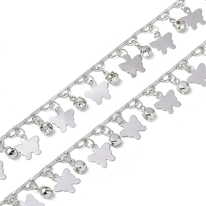 Цепочки ручной работы из латуни и страз, для ожерелья браслеты решений, долговечный, пайки, с катушкой, бабочка