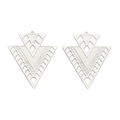 304 подвески из травленого металла из нержавеющей стали, треугольный шарм