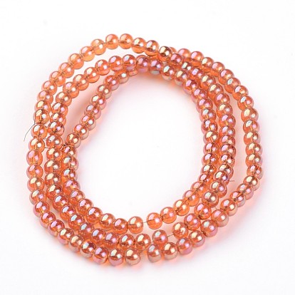 Electroplate Glass Round Beads Strands, Mixed Style