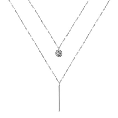 Alloy with Rhinestone Double-Layer Necklaces