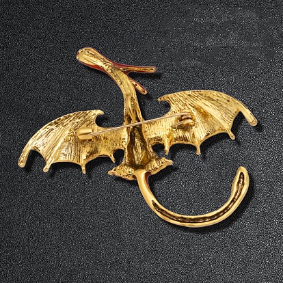 Cartoon Flying Dragon Brooches, Antique Golden Alloy Enamel Pins, Animal Badge for Clothes Backpack