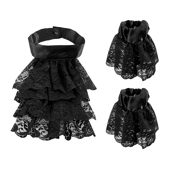 3Pcs 3 Styles Polyester Ruffle Collar & Sleeves Set, Halloween Cosplay Garment Props