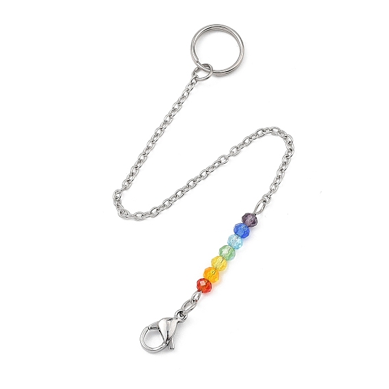 Подвеска из стеклянных бусин в виде радуги чакр, с 304 разъемными кольцами из нержавеющей стали и карабинами