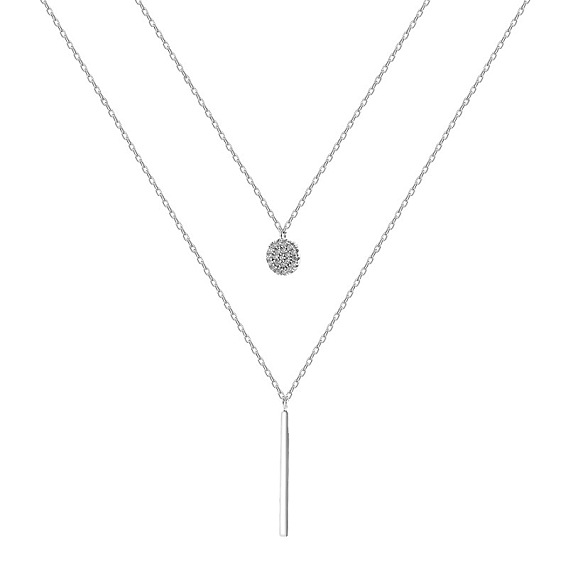 Alloy with Rhinestone Double-Layer Necklaces
