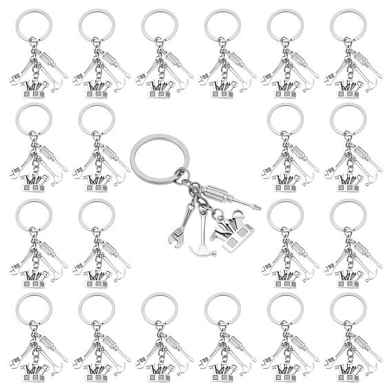 24шт. брелки для ключей из сплава, с железными кольцами