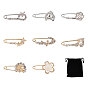 Broches en alliage plaqué platine, avec strass, formes mélanger