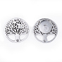 Stainless Steel Pendants Necklaces and Stud Earrings Jewelry Sets, with Cubic Zirconia, Flat Round with Tree of Life