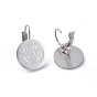 Religion Theme 304 Stainless Steel Leverback Earrings, Hypoallergenic Earrings, Flat Round with Jesus