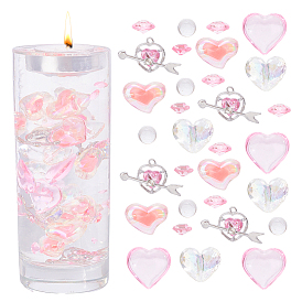 Набор для самостоятельного изготовления украшений на день святого валентина, в том числе подвески из сплава в форме сердца, акриловые смолы бисер &, кабошоны из акрила со стразами и бриллиантами