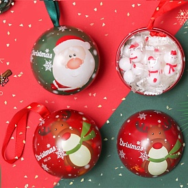Жесть, круглые шарики, коробки для хранения конфет, Рождественский металлический подвесной подарочный футляр с шаром