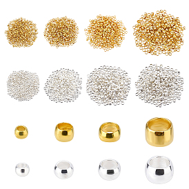 3200Pcs 8 Style Brass Crimp Beads, Rondelle
