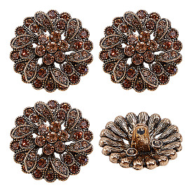 4шт. 1-образные кнопки из сплава стекла с отверстием под ножку, цветок