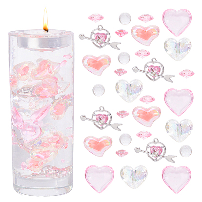 Набор для самостоятельного изготовления украшений на день святого валентина, в том числе подвески из сплава в форме сердца, акриловые смолы бисер &, кабошоны из акрила со стразами и бриллиантами