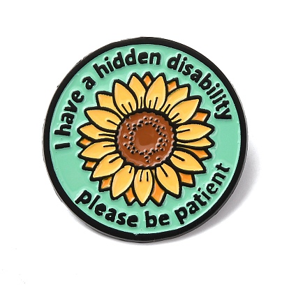 Значки с изображением подсолнуха для людей со скрытыми ограничениями здоровья, эмалированные значки, булавки для лацканов из сплава для одежды рюкзака, чёрные