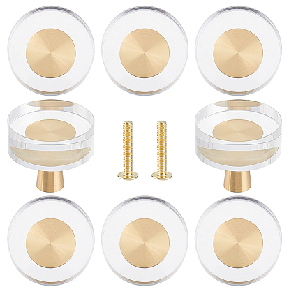 4 шт. стеклянные и латунные ручки для дверец шкафов, кухонный ящик тянет ручки шкафа, плоско-круглые