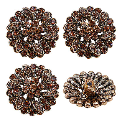 4шт. 1-образные кнопки из сплава стекла с отверстием под ножку, цветок