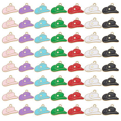 56 шт 7 цвета сплава эмалевые подвески, шляпа, золотые