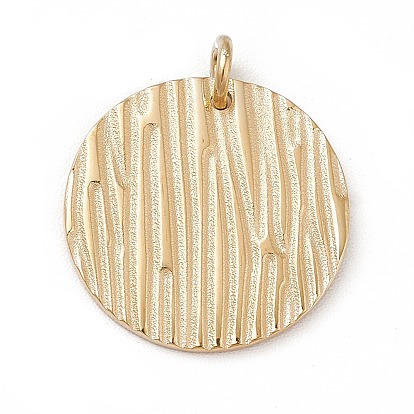 Ion Plating(IP) 304 Stainless Steel Pendants, with Jump Ring, Flat Round