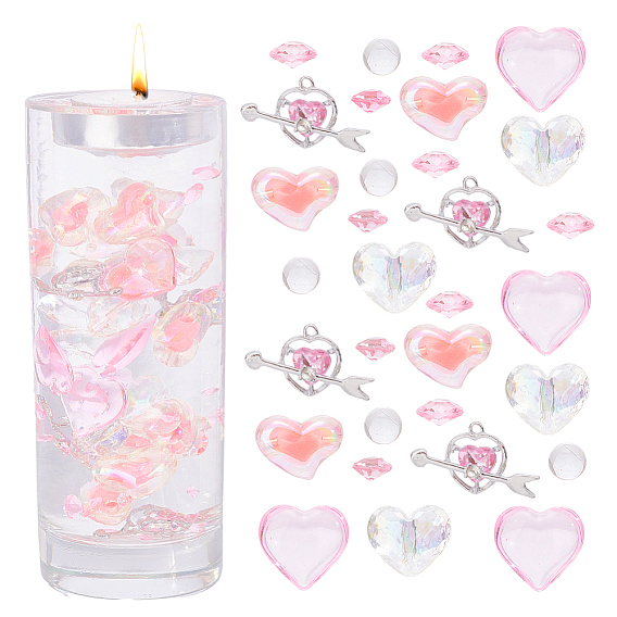 Набор для самостоятельного изготовления украшений на день святого валентина, в том числе подвески из сплава в форме сердца, акриловые смолы бисер &, кабошоны из акрила со стразами и бриллиантами