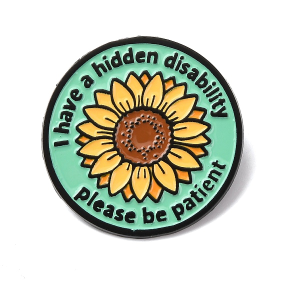 Значки с изображением подсолнуха для людей со скрытыми ограничениями здоровья, эмалированные значки, булавки для лацканов из сплава для одежды рюкзака, чёрные