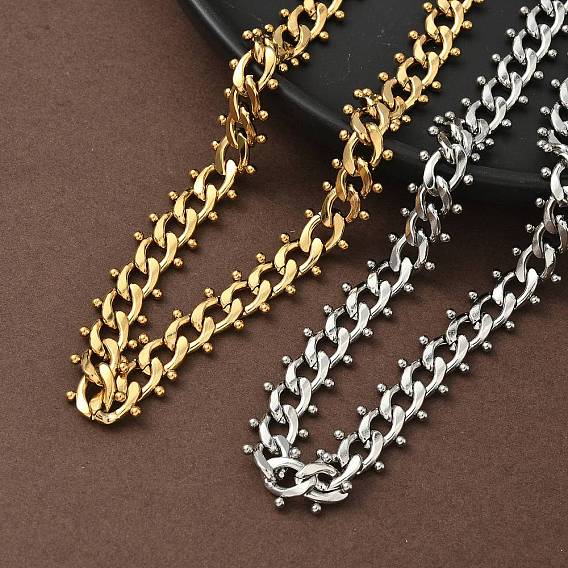 304 ожерелья из кубинской цепочки с шариками и кисточками из нержавеющей стали, ионное покрытие (ip)