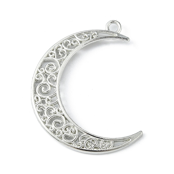 Сплавочные подвески тибетского стиля, без кадмия и без свинца, луна, 40x30x1.5 мм, отверстие : 2 мм