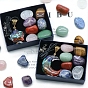 7 Chakra Tumbled Stone & Moon/Star Pendant Necklace Mixed Natural Gemstone Healing Stones Set, Reiki Energy Stone Display Decorations