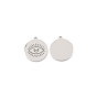 304 Stainless Steel Pendants, Flat Round with Eye Pattern