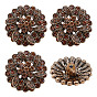 4шт. 1-образные кнопки из сплава стекла с отверстием под ножку, цветок