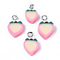 Handmade Polymer Clay Charms, with Platinum Tone Iron Loop, Imitation Fruit, Peach