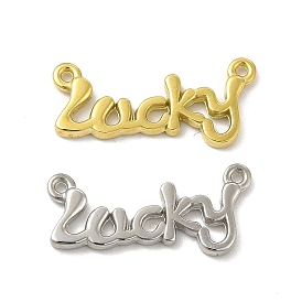Ion Plating(IP) 304 Stainless Steel Pendants, Word Lucky Charm
