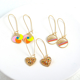 Fashionable Rainbow Round Oil Earrings - Simple, Luxurious, and Beautiful Earrings.