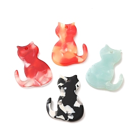 Cellulose Acetate(Resin) Pendants, Cat Charms