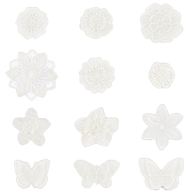 12шт 12 стиль компьютеризированной вышивки кружева самоклеющиеся/пришивные заплатки, аксессуары для костюма, аппликация, бабочки и цветы