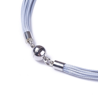 Ожерелья из вощеного шнура, с жемчужными и латунными магнитными застежками