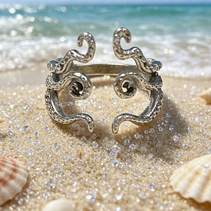 Alloy Cuff Open Rings, Octopus