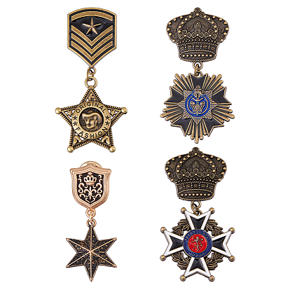 4шт. 4 стили эмалированные булавки, цинковый сплав с железным значком для рюкзака одежды