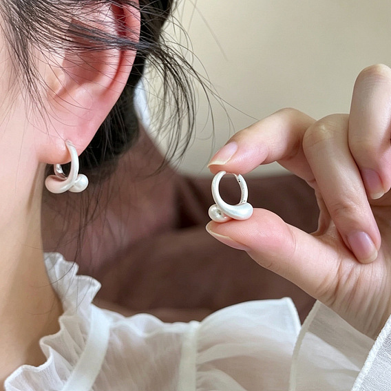 Серьги-кольца из латуни с эмалью для женщин, крест каплевидный