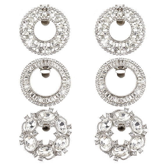 6шт 3 стили сплав горный хрусталь пряжки клипсы для обуви