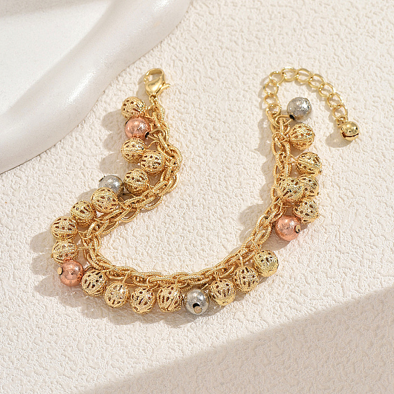 Браслеты с подвесками в виде железных круглых шариков, браслеты из сетчатой цепочки для женщин