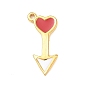 304 Stainless Steel Enamel Pendants, Heart with Arrows Charms, Golden