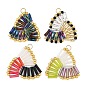 4Pcs 4 Styles Glass Seed Beads Pendants, Triangle Charms, with 304 Stainless Steel Jump Ring, Faceted