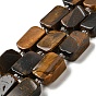 Natural Tiger Eye Beads Strands, with Seed Beads, Rectangle