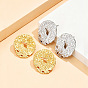Textured 304 Stainless Steel Stud Earrings for Women, Oval